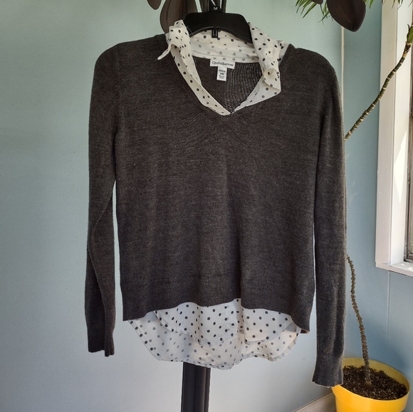 Croft & Barrow grey sweater mock layers - Picture 2 of 5